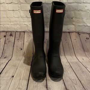 Matte black hunter boots